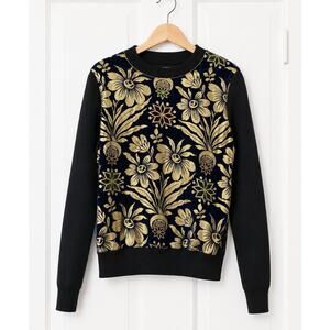 Tory Burch Floral Merino Wool Blend Sweater XS